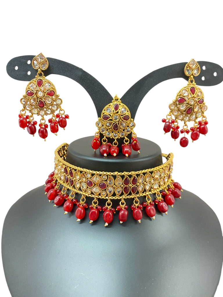 Red Indian Bridal Necklace Set 