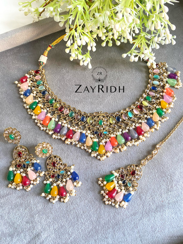 multi colour necklace set