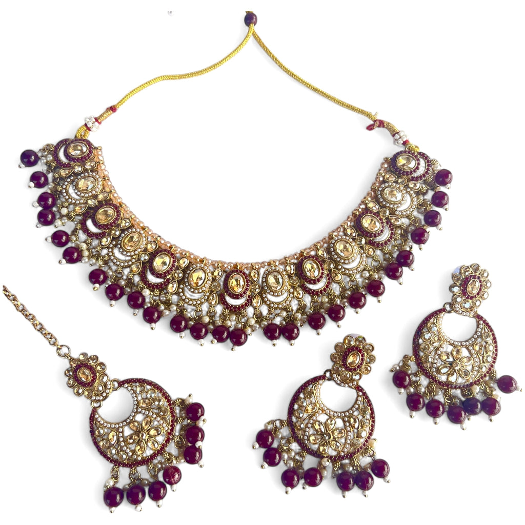 Asian gold Kundan necklace set