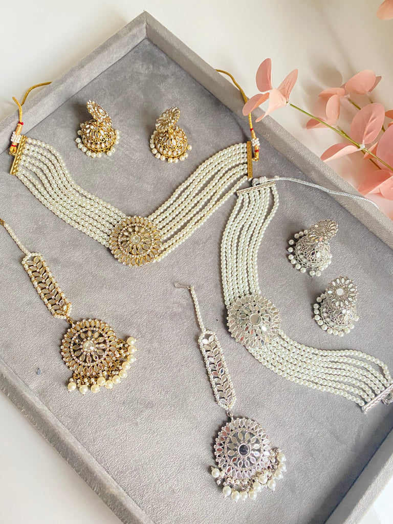 Silver and gold Indian jewellery set