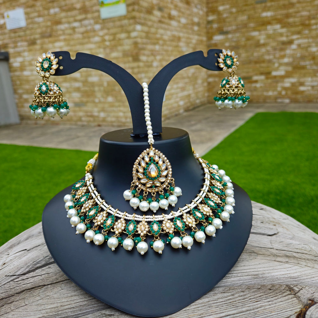 Green kundan wedding jewellery 