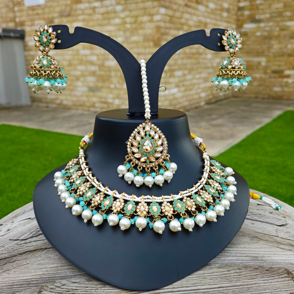 Blue traditional Indian Jewellery Set 
