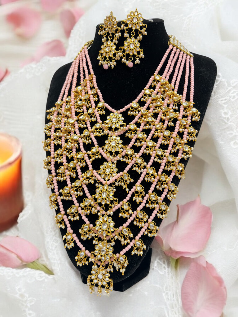 Pink Kundan Necklace Set