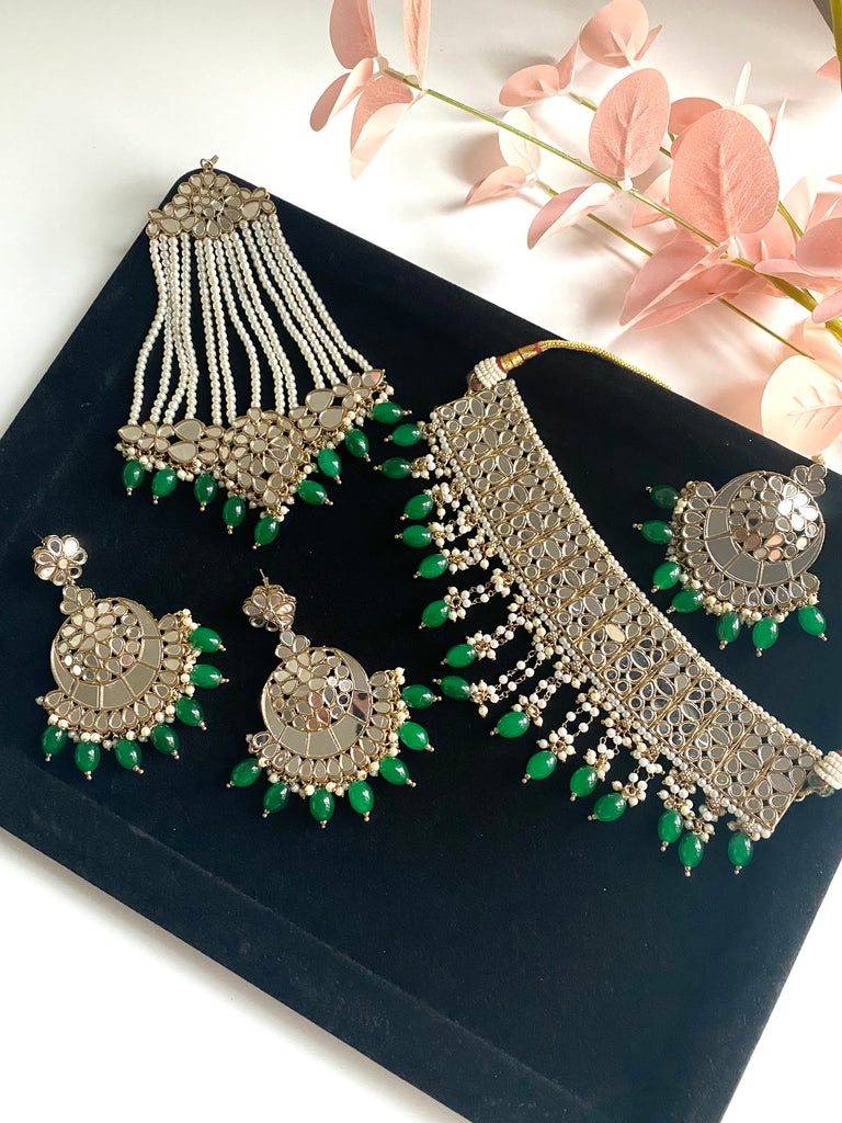 Green Indian bridal necklace set