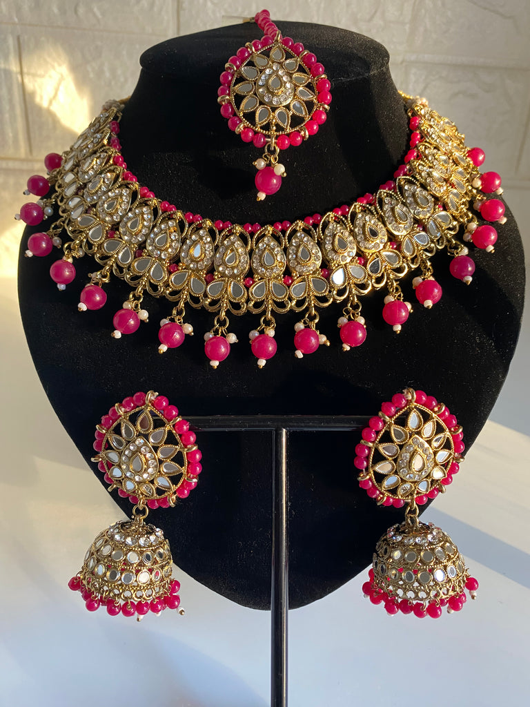 Pink Asian Indian Jewellery Set