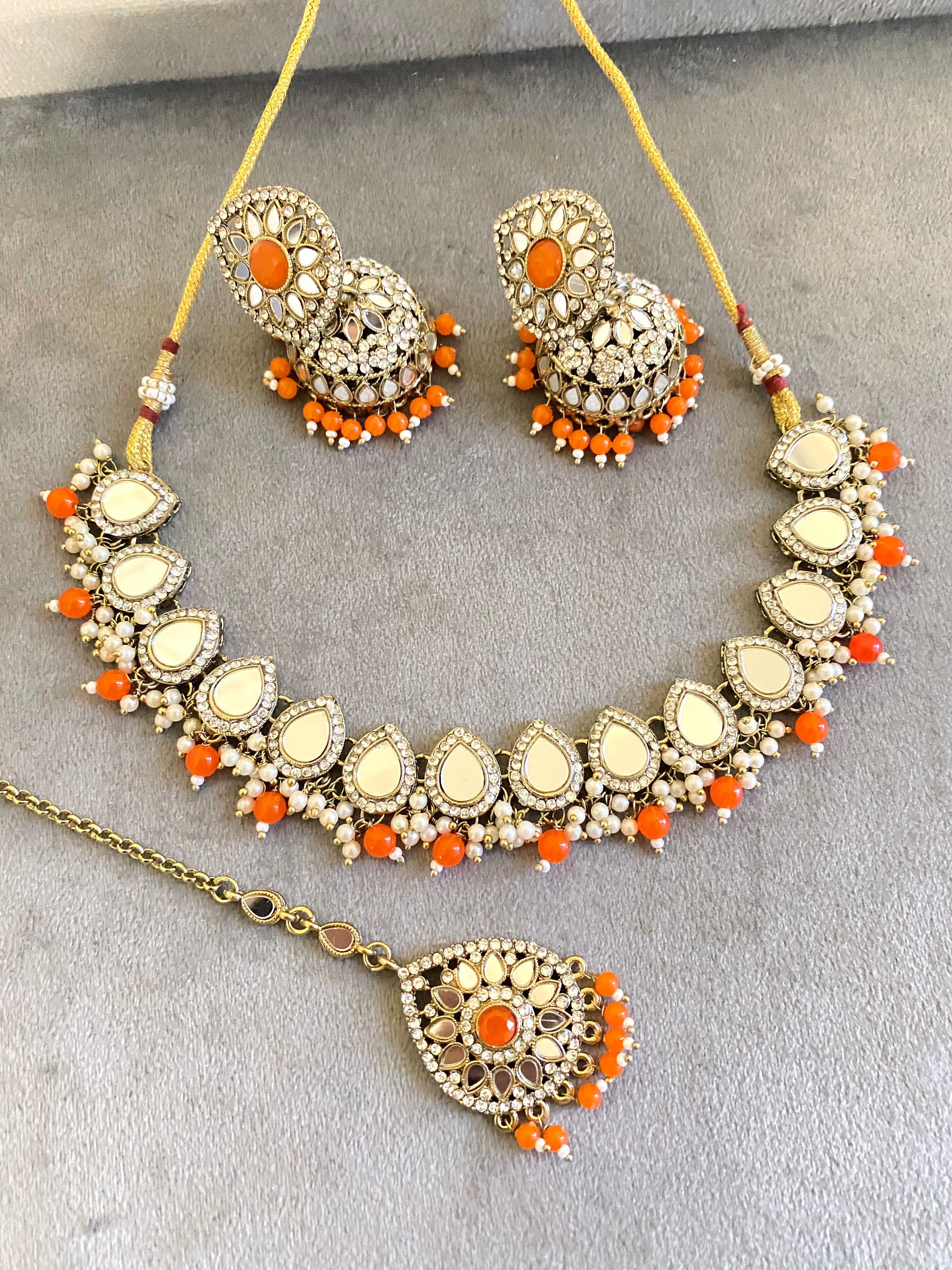 Orange kundan set online