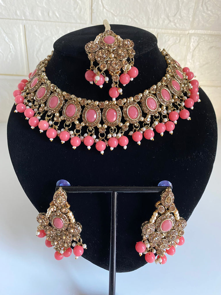 Pink Asian necklace set
