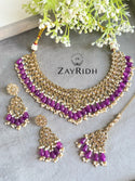 purple gold plated necklace set