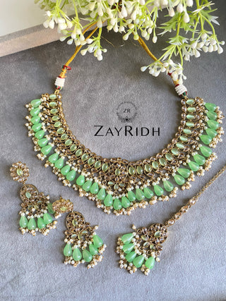 mint green indian necklace set