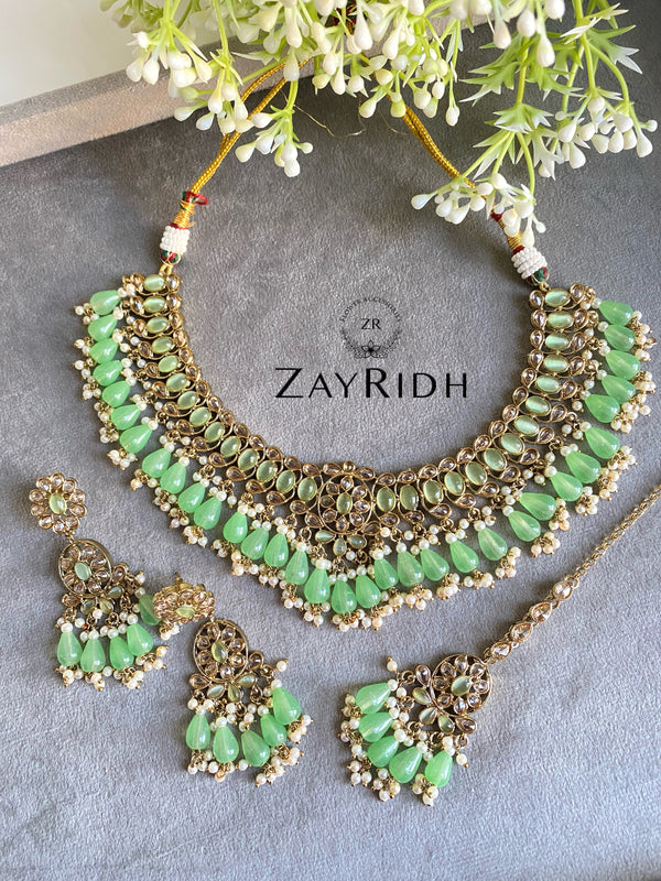 mint green indian necklace set