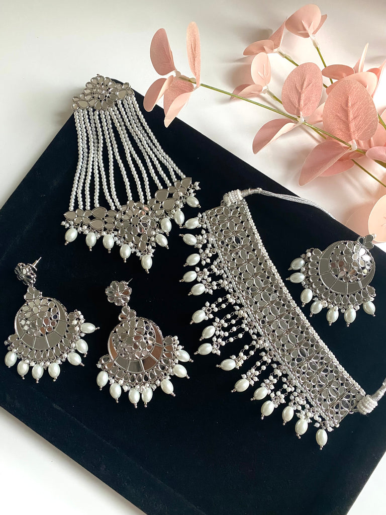 Silver Asian bridal necklace 
