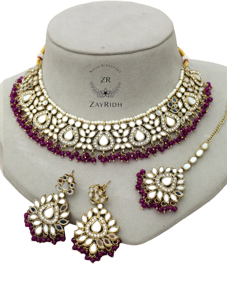 Purple Indian necklace set 