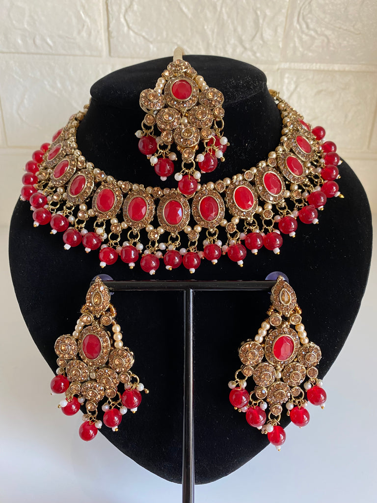 Red indian necklace set