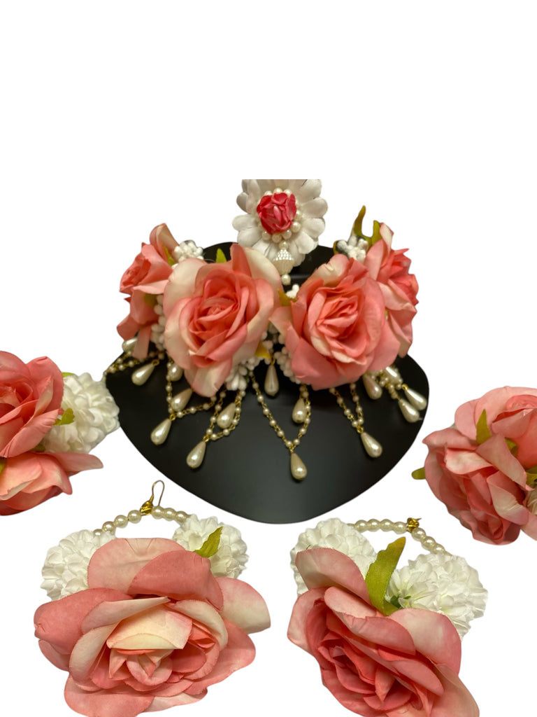 pink flower jewellery set