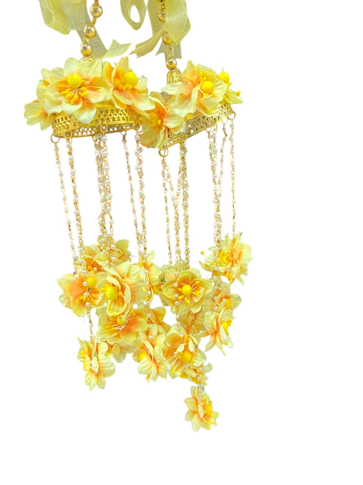 Aliya Yellow Bridal Flower Kaleere Pair – Zayridh