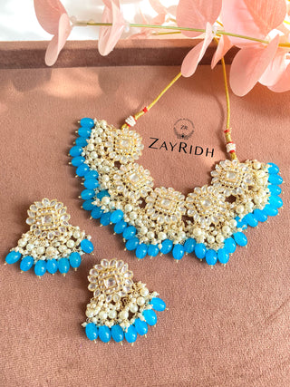 blue necklace earring set