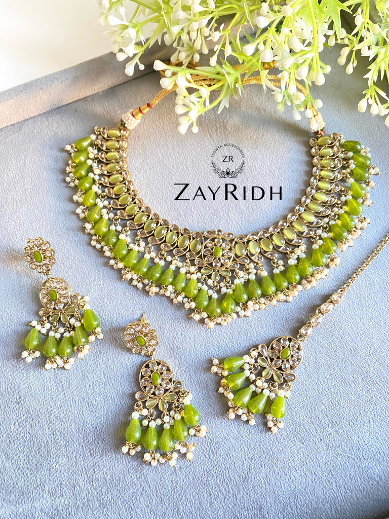 lime green necklace set