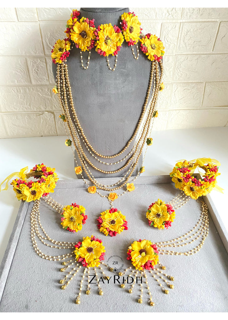 Yellow mehndi bridal jewellery 