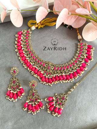 pink gold plated necklace set