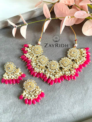 Buy pink Afroj Hot Pink Necklace Set