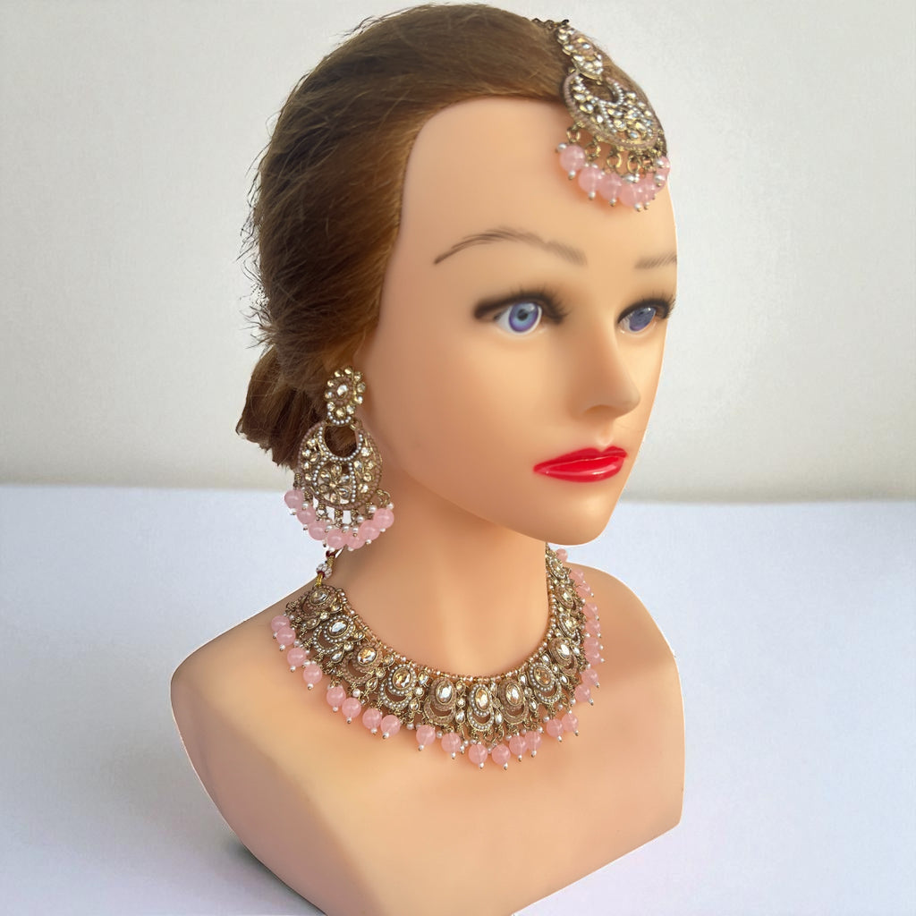 Traditional Indian pink necklace set 