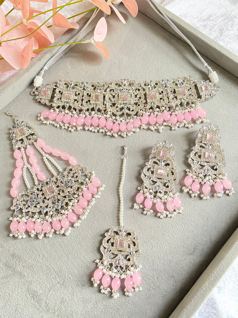 Pink Asian bridal jewellery set