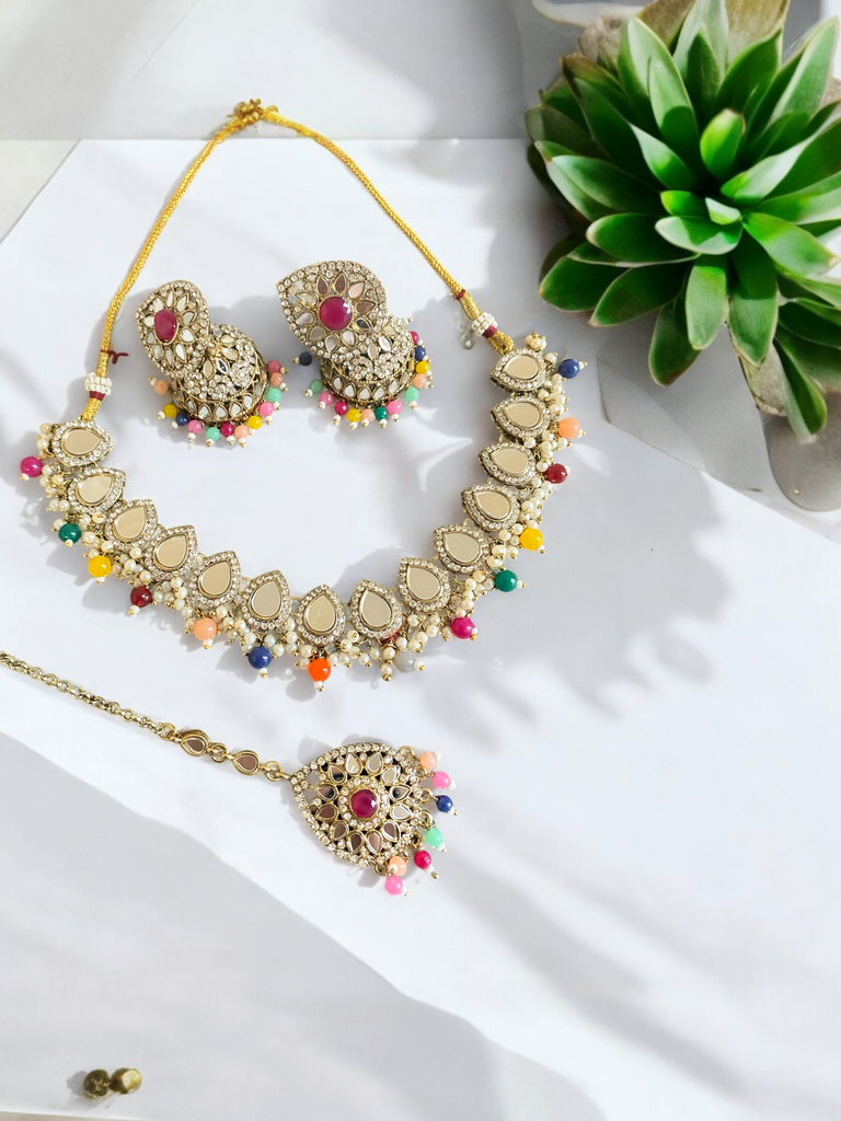 Jhumka tikka necklace set 