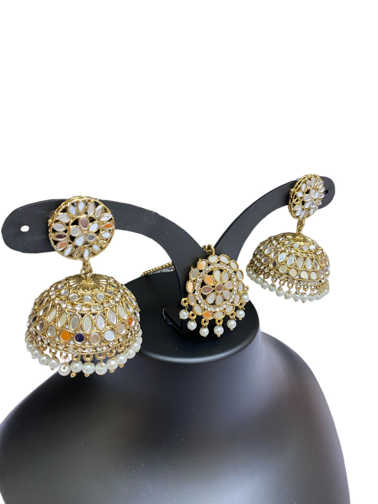 Asian jhumka earrings and tikka set