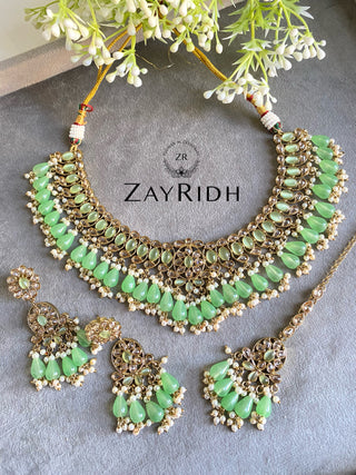 gold plated necklace set with tikka 