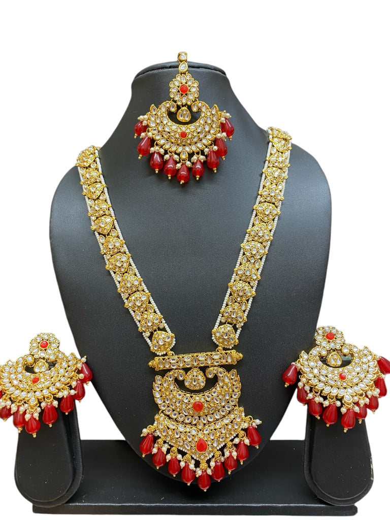 red long indian necklace set