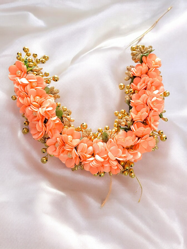 Peach floral hair flower 