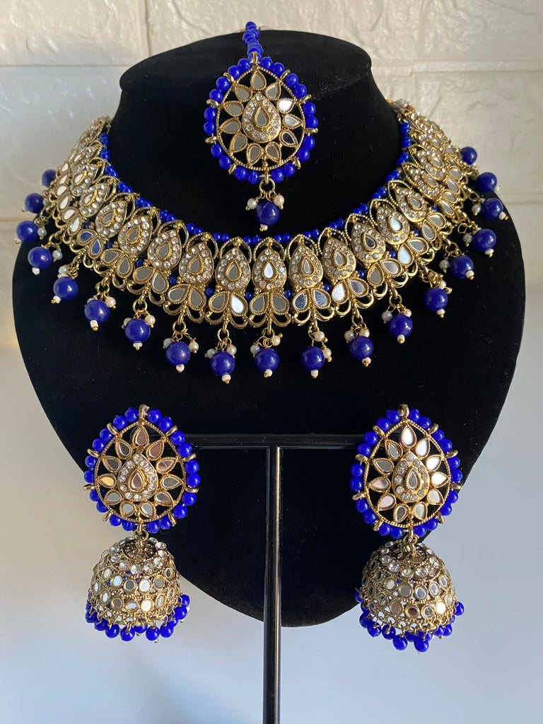 Blue Pakistani jewellery set