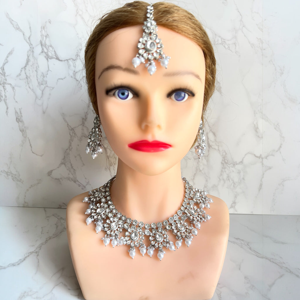 White Asian Necklace Set