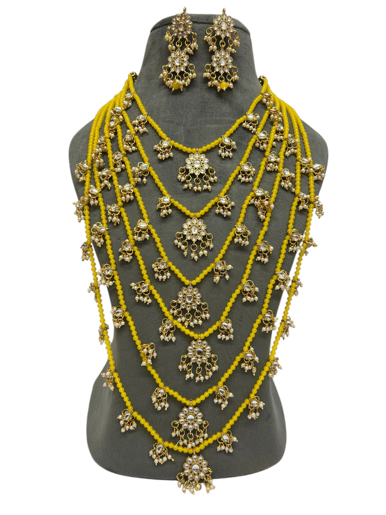 Yellow Kundan long necklace 