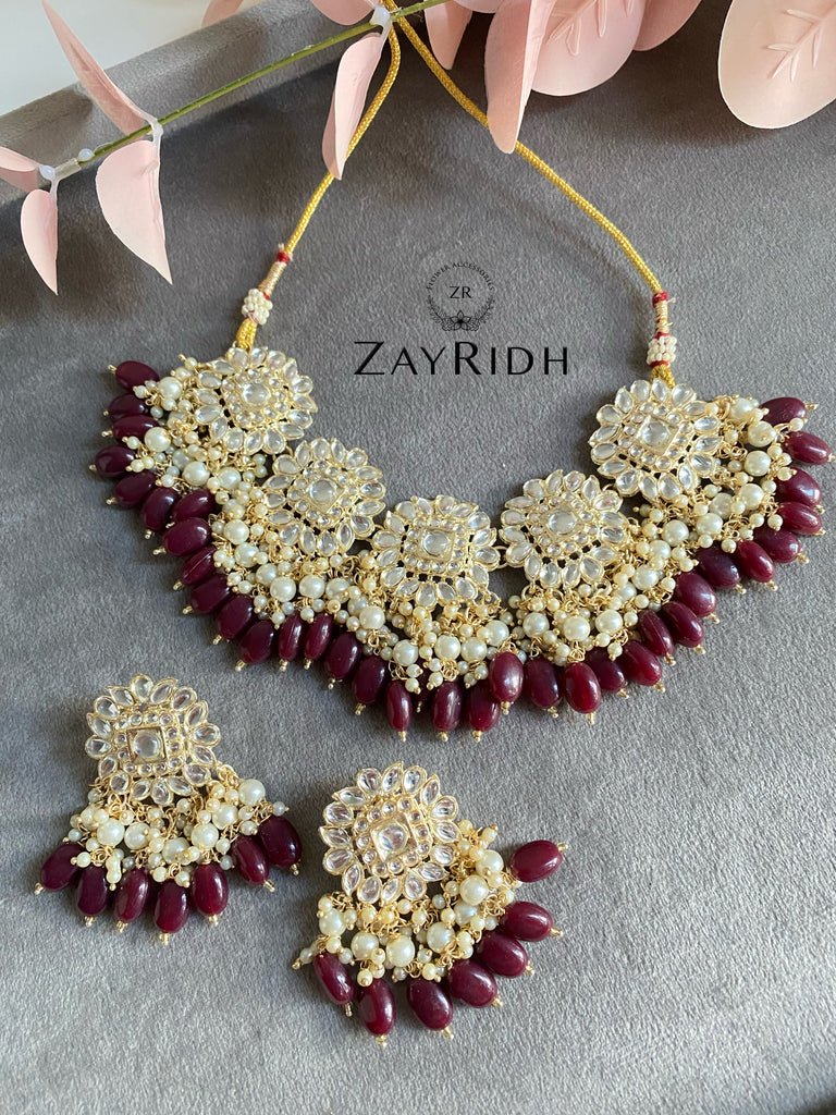 maroon jewellery set