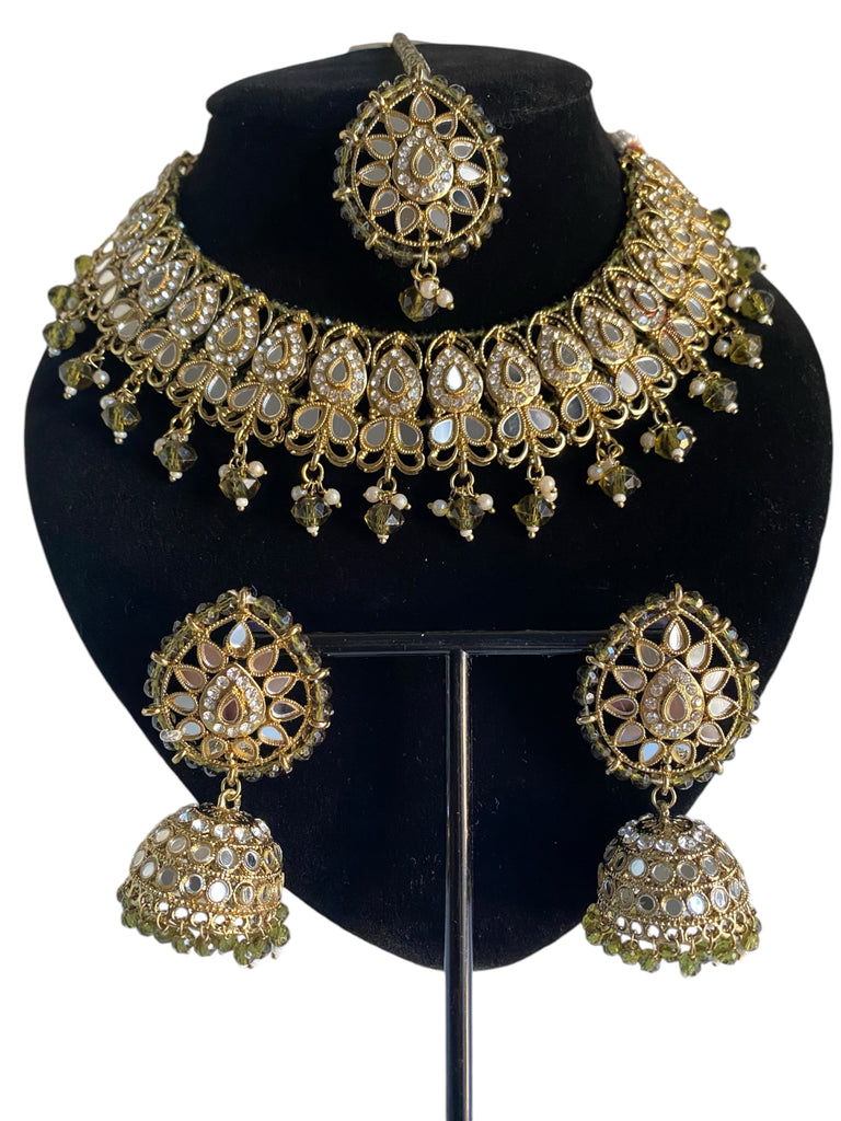 Olive green Indian jewellery set 