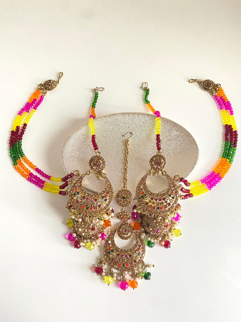 Multicolour Asian Indian Earrings Set