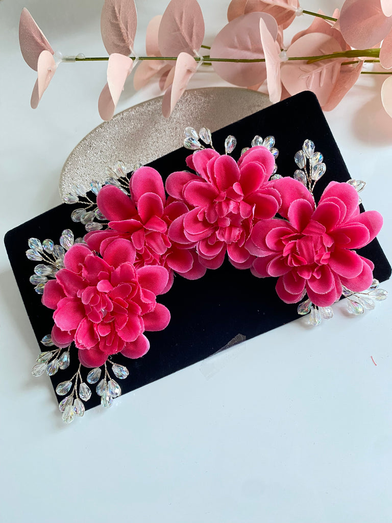 pink flower hair gajra for wedding