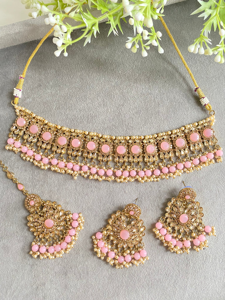 Pink Asian necklace set