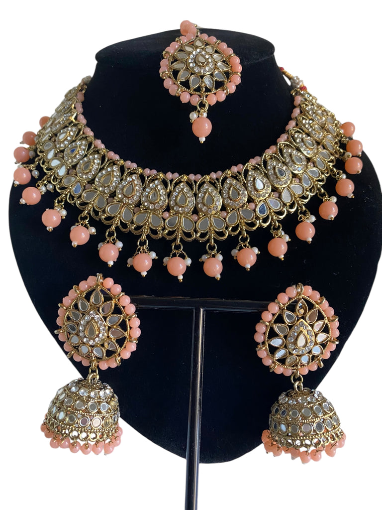 Peach Asian jewellery set 