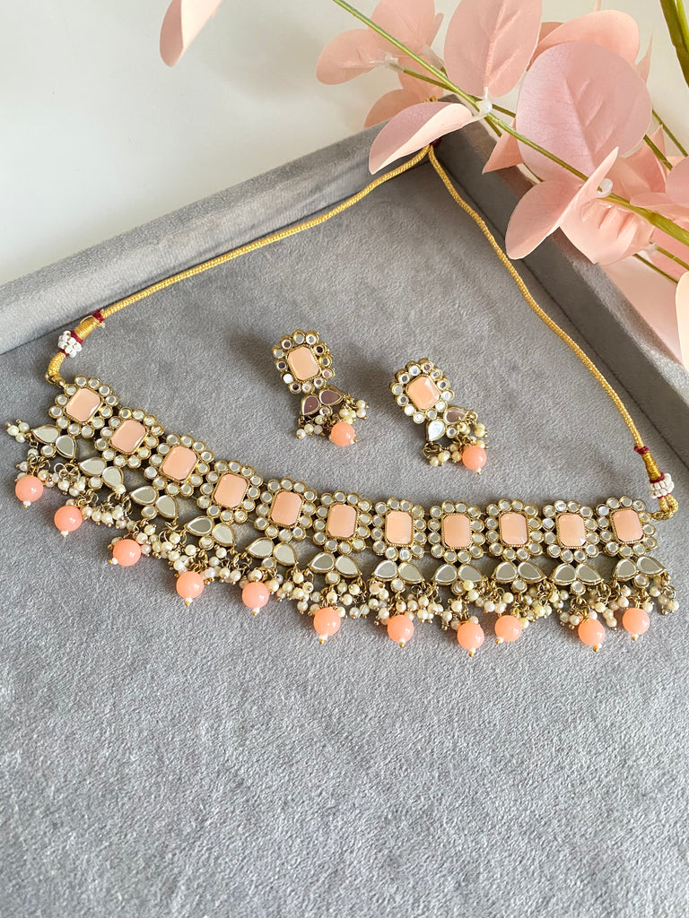 Asian Indian Pink Choker necklace 