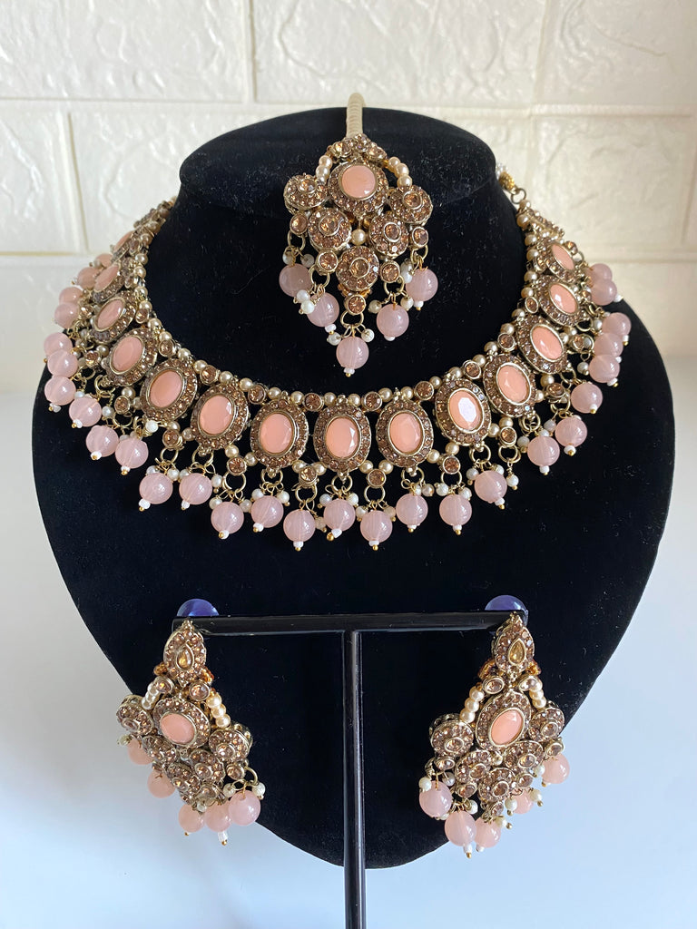 Peach Indian necklace set