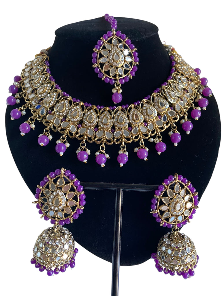 Purple Asian jewellery set