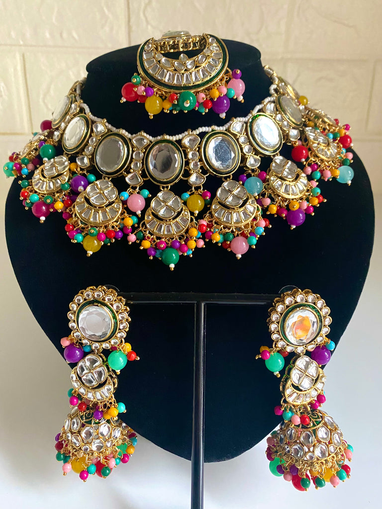 Asian multicolour necklace set