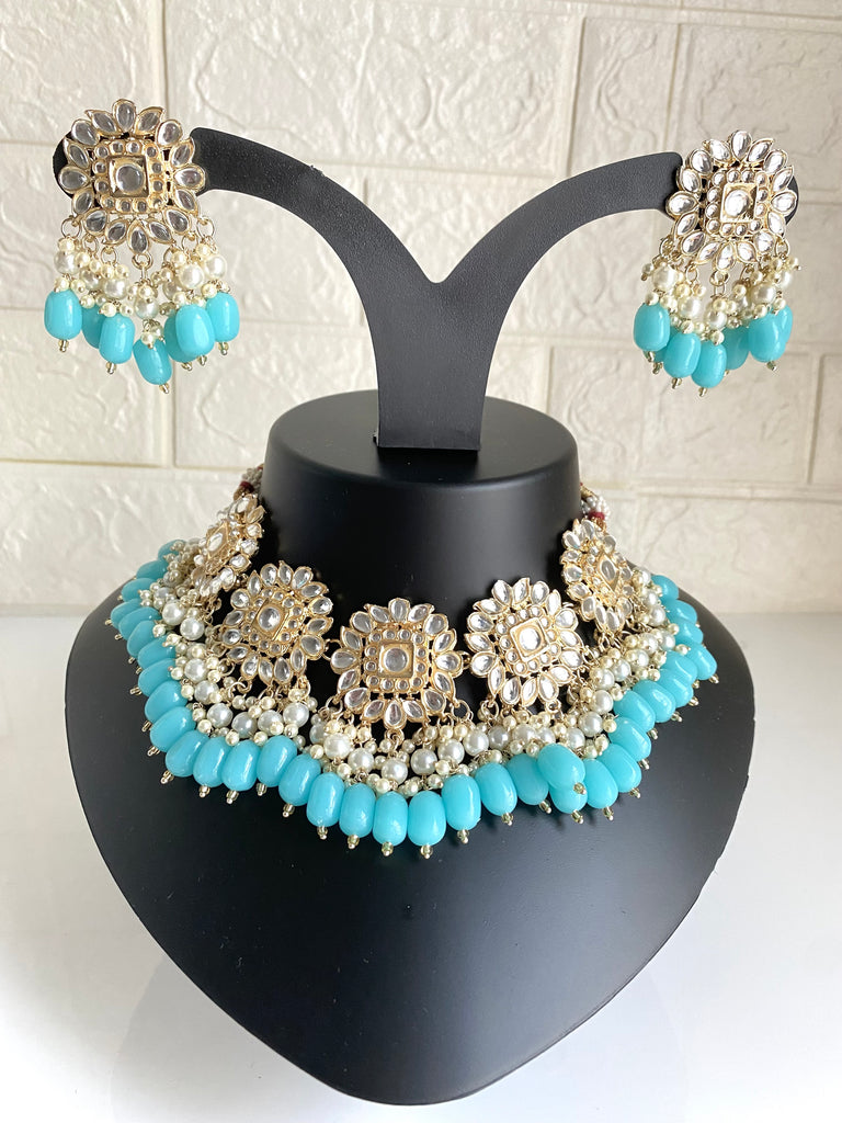 Indian blue necklace set 