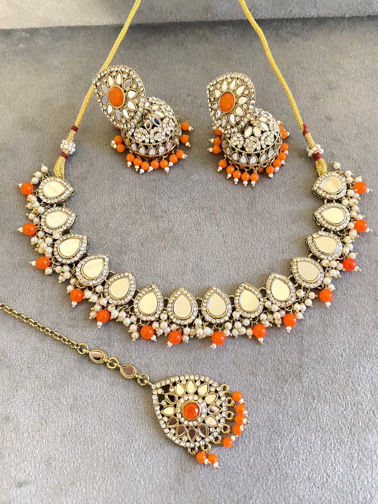 Orange asian jewellery set