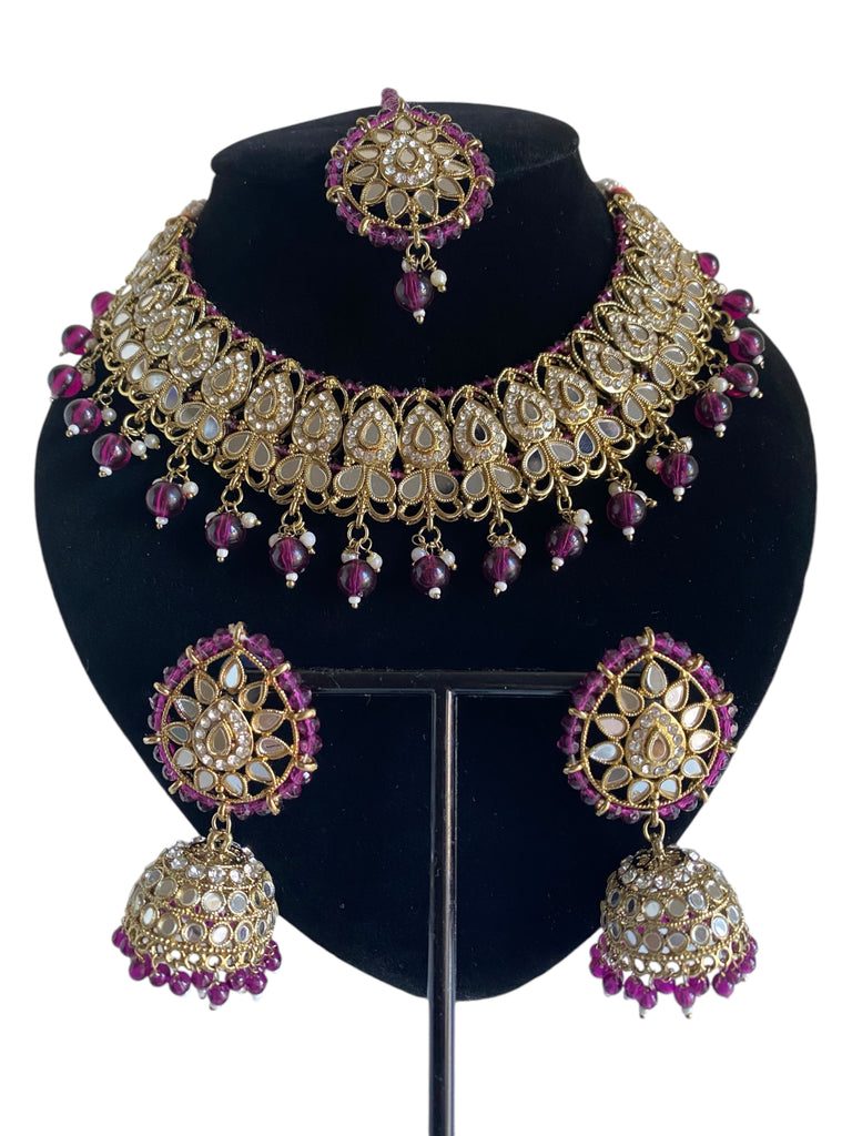 Purple Asian jewellery set 