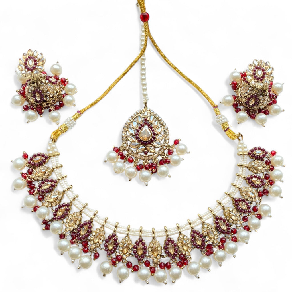 Maroon Indian wedding jewellery 