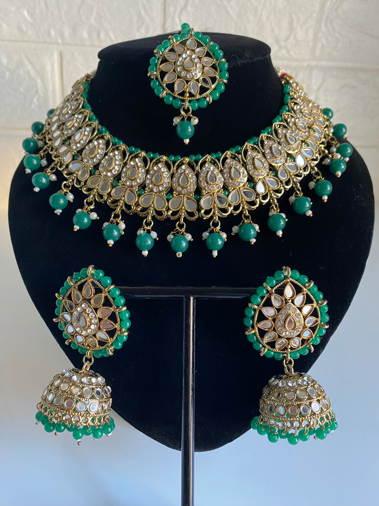 Green Asian jewellery set