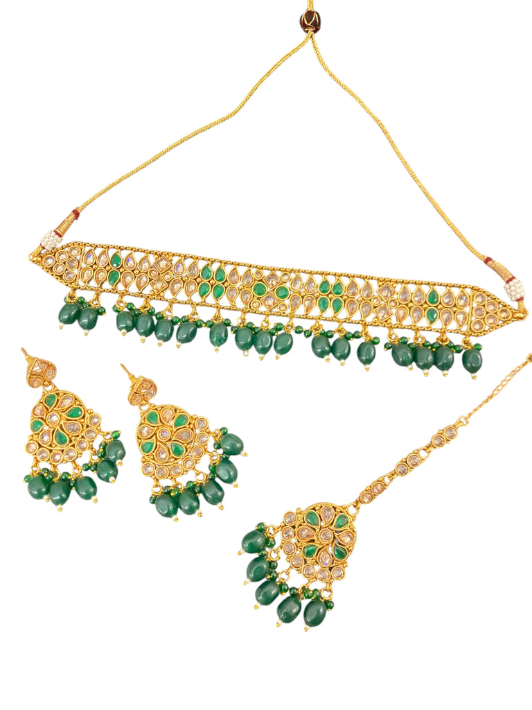 Emerald green Asian Necklace choker set 